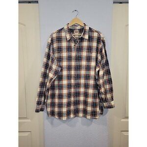 Red Head Brand Flannel Shirt Long Sleeve Button Down Men’s 2XLT Plaid Brown Blue